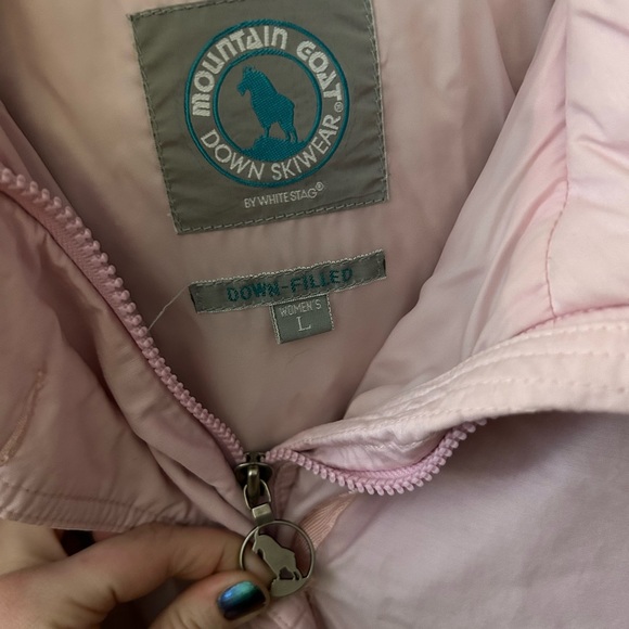 VTG mountain Goat light pink cropped puffer down ski jacket retro - Picture 2 of 5